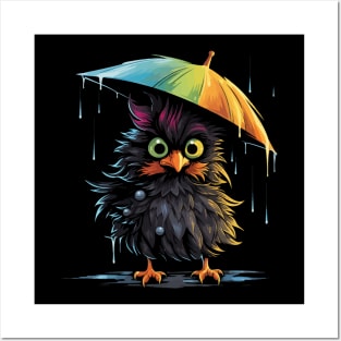 Silkie Rainy Day With Umbrella Posters and Art